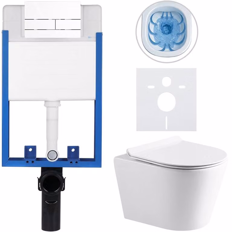 CERANO - Set completo per WC da incasso Lite/Norbi - bianco lucido - Pulsante per WC Line, bianco - da incasso - 48,5x36,5 cm