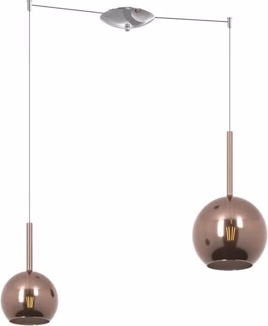 Lampadario Contemporaneo Future Metallo Cromo Vetro Rame 2 Luci E27