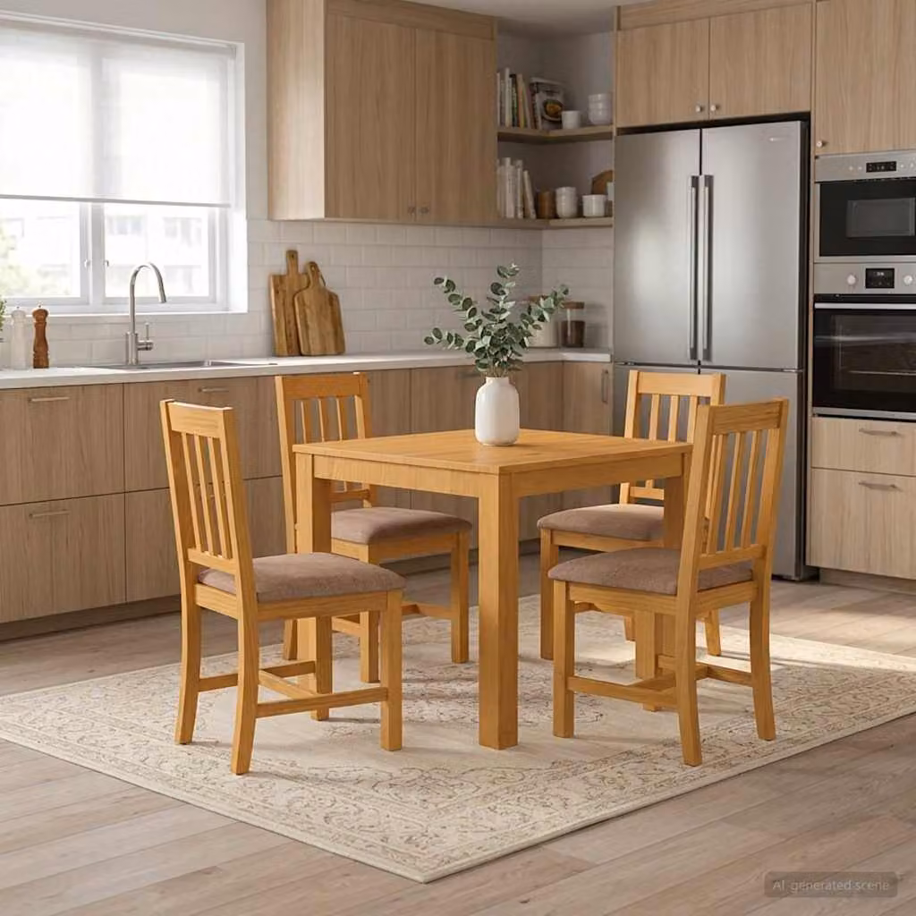 vidaXL Tavolo da pranzo quadrato in legno di quercia massello marrone L 90 x P 90 x H 75 cm