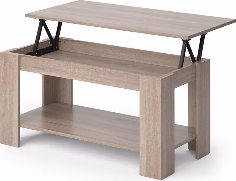 Tavolino soggiorno Vicco Lorenz Sonoma 100 x 50 cm con funzione di sollevamento, Model 30661