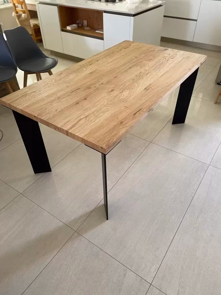 Tavolo fisso rettangolare in legno di rovere e ferro in stile industrial Mobili 2G L: 140 cm, P: 90 cm, H: 75 cm – 3