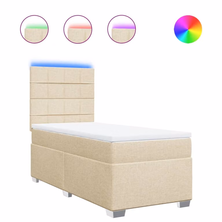 Giroletto a Molle con Materasso Crema 80x200 cm inTessuto