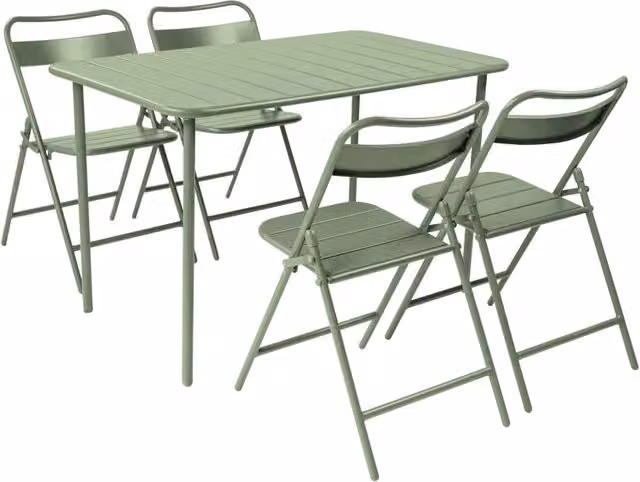 Set tavolo da giardino bistrot pieghevole in acciaio con 4 sedie,
