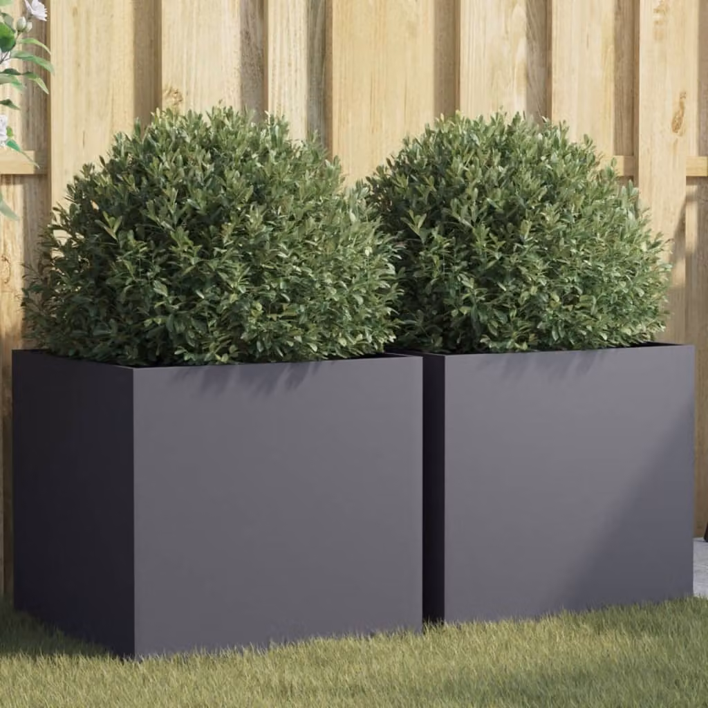 Set di 2 fioriere vidaXL in acciaio colore antracite L: 49 cm, P: 47 cm, H: 46 cm
