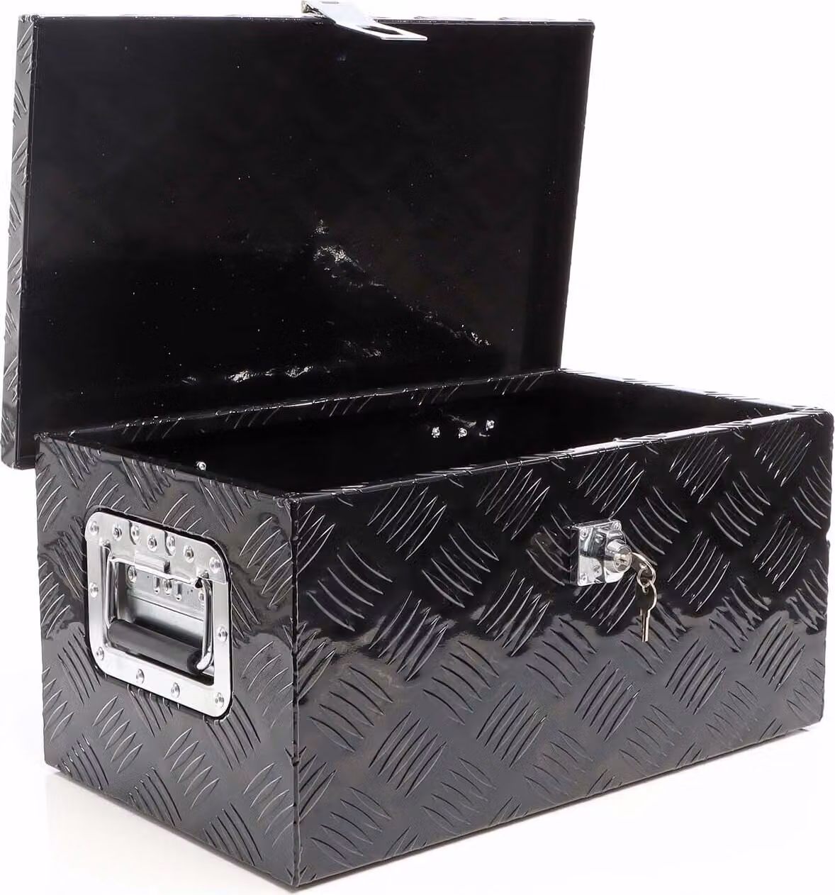 XPOtool cassetta porta attrezzi in alluminio 50,8x30,5x24 cm Cassetta da trasporto nera, cassetta porta attrezzi con chiave, cassetta in alluminio con maniglie, spaziosa cassetta a timone