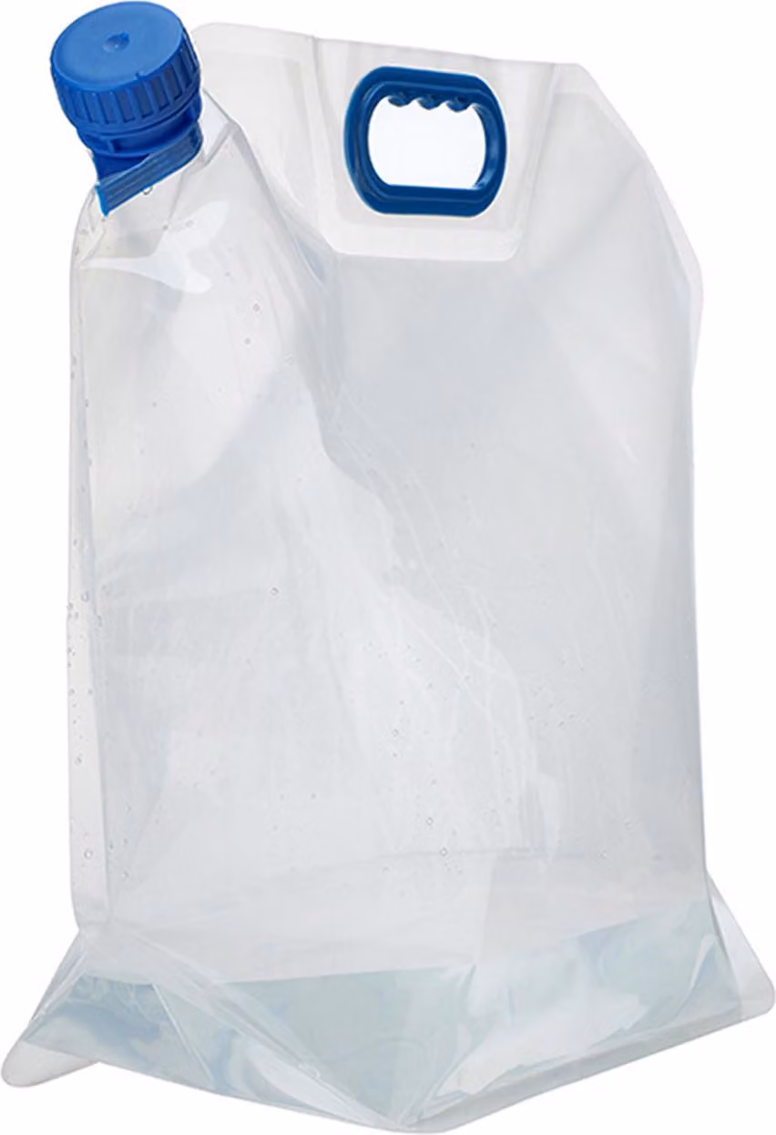 Contenitore d'acqua pieghevole, 15L blu-bianco, portatile per esterni, per il campeggio e l'escursionismo, leggero e poco ingombrante