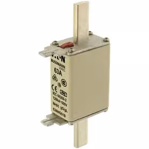 3 pezzi - Inserto di sicurezza inferiore 63 A, CA 500 V, 120 kA - Fusibile per lama NH01 63 A NH FUSE 63#63NHG01B