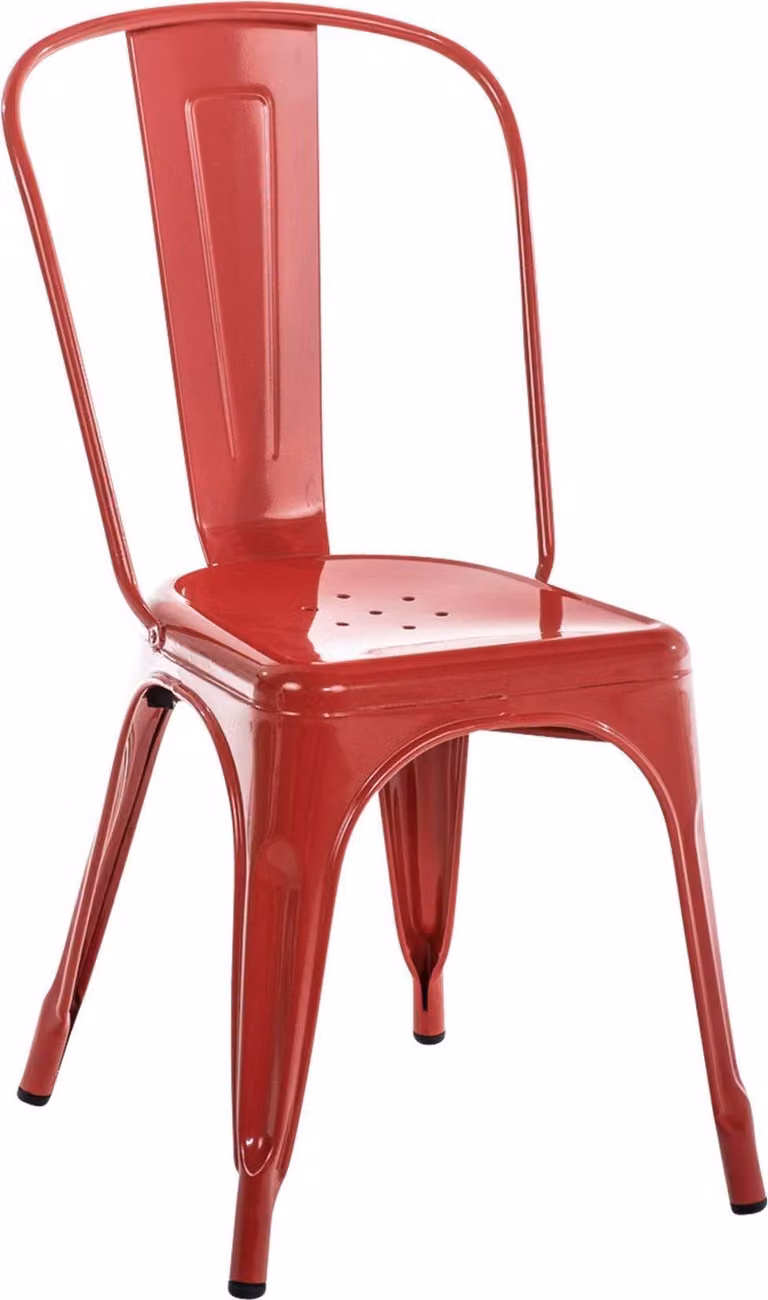 Sedia da pranzo in metallo, design industriale, impilabile per risparmiare spazio, colore: rosso