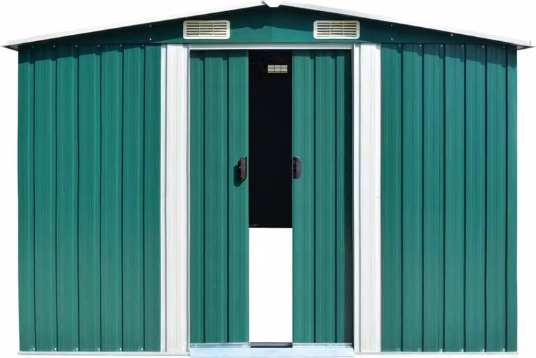 Casetta da Giardino 257x298x178 cm in Metallo Verde