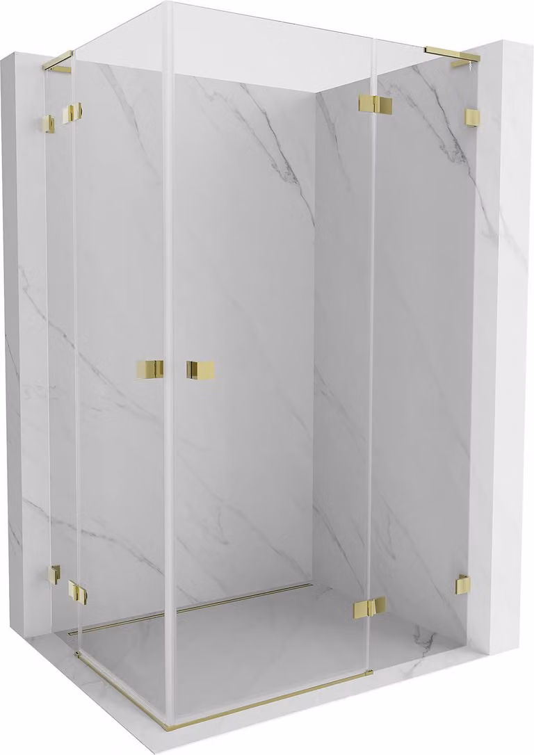 Mexen Lunar L Duo cabina doccia a battente destra 120 x 100 cm, trasparente, oro - 834L-120P-100L-50-00