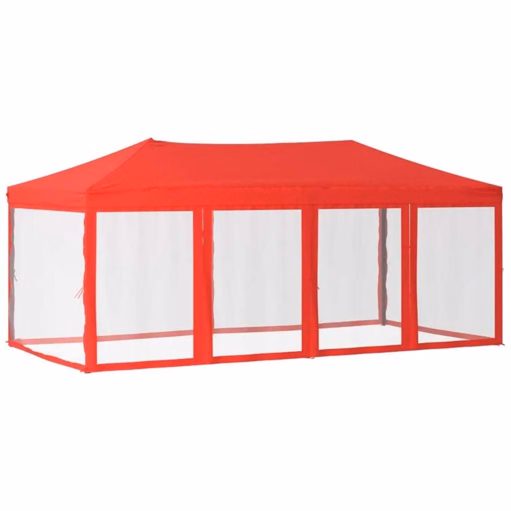 Tenda per Feste Pieghevole con Pareti Laterali Rosso 3x6 m