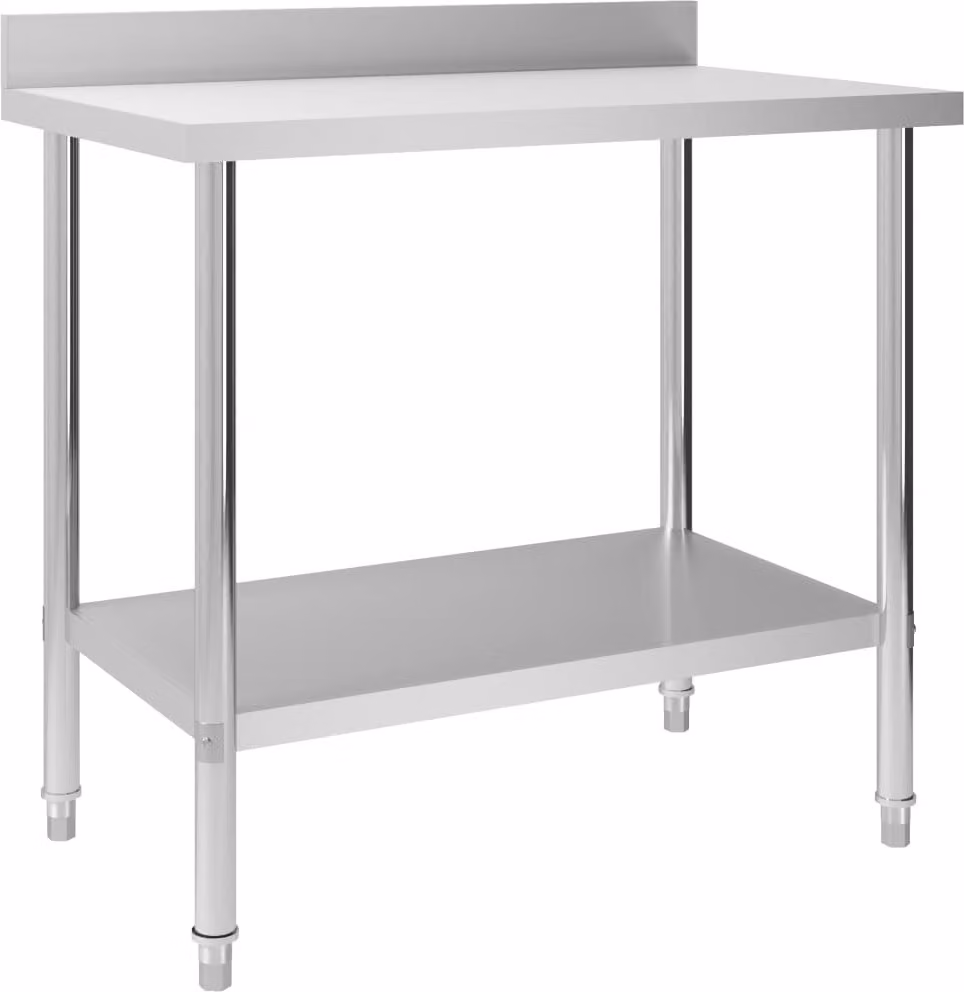 Banco da lavoro per cucina, montato a parete 100x60x93 cm, acciaio