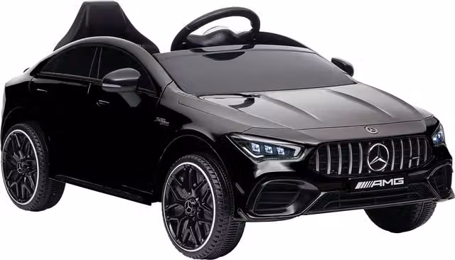Auto elettrica AIYAPLAY per bambini con telecomando, luci LED e clacson, Nero