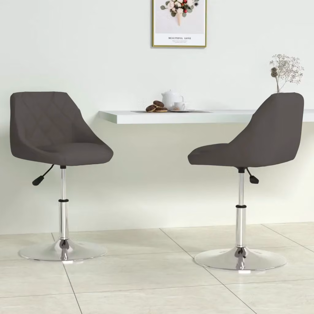 Set di 2 sedie da pranzo girevoli a 360 gradi in velluto grigio con design moderno per cucina e sala da pranzo – 2