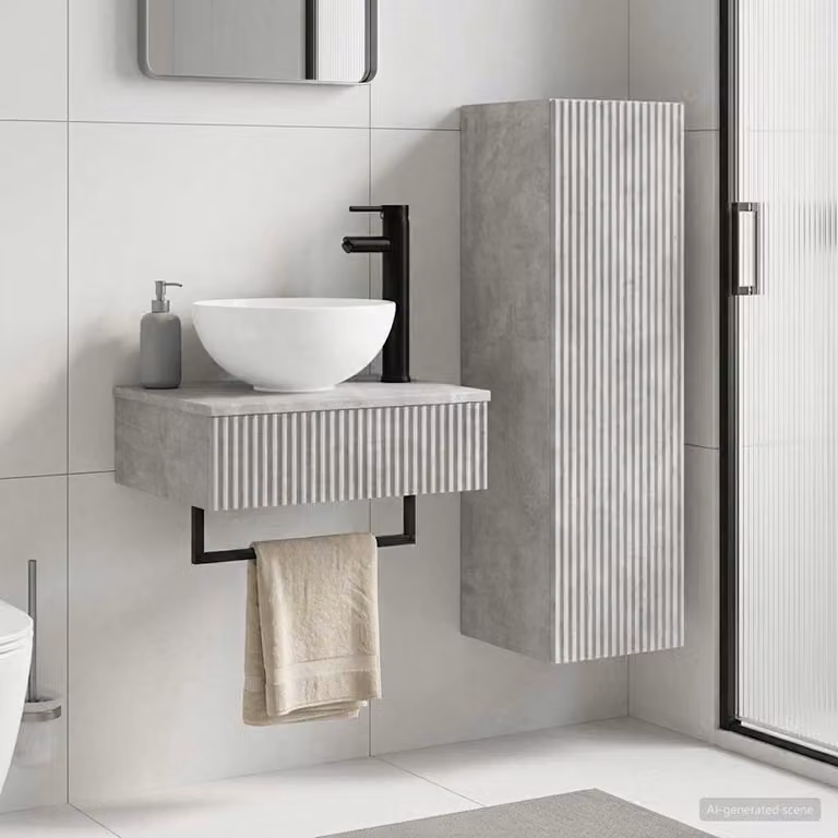 Set di mobili da bagno moderni vidaXL composto da mobileto sospeso e mobile sottolavabo in colore grigio con finitura opaca