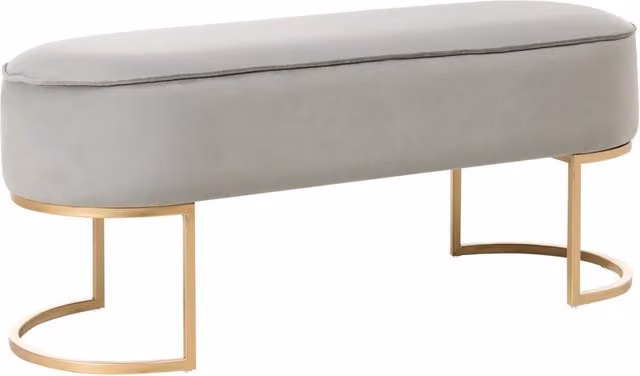 Panca imbottita beige con gambe in metallo grigio chiaro glamour soggiorno camera da letto