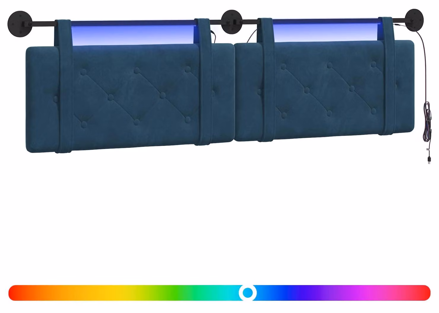 Testiera sospesa Con luce LED Blu Velluto