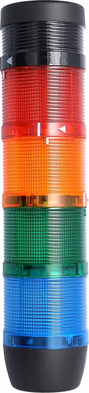 Colonna segnaletica STEX24 blu-verde-giallo-rosso, 70 mm, 24 V CA/CC, luce lampeggiante a LED con cicalino, SS70-B4/24 108 Volume 90 db - 1