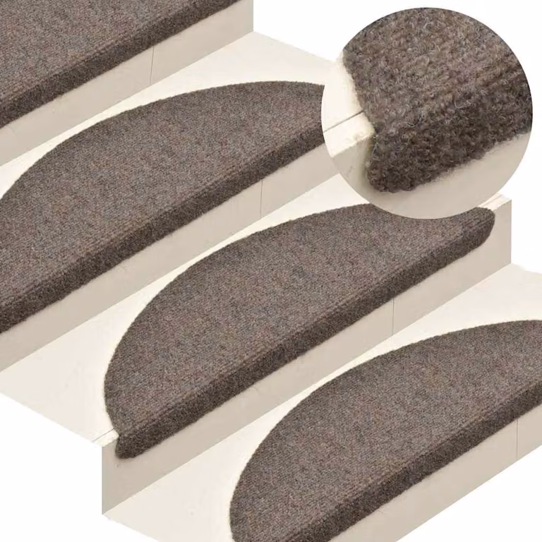 Set di 10 tappetini per scale autoadesivi vidaXL beige semicircolari grandi, L: 65 cm, P: 21 cm, H: 4 cm