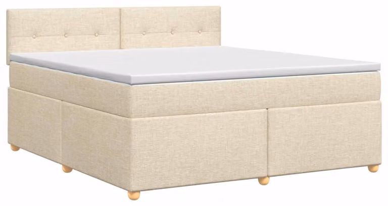 Letto a molle con materasso crema 160 x 200 cm in tessuto