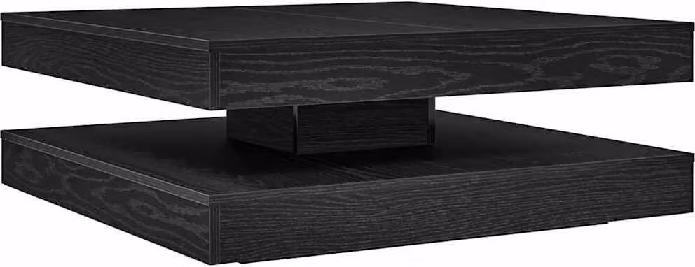 Tavolino da Caffè Girevole a 360 Gradi Nero 90x90x34,5 cm