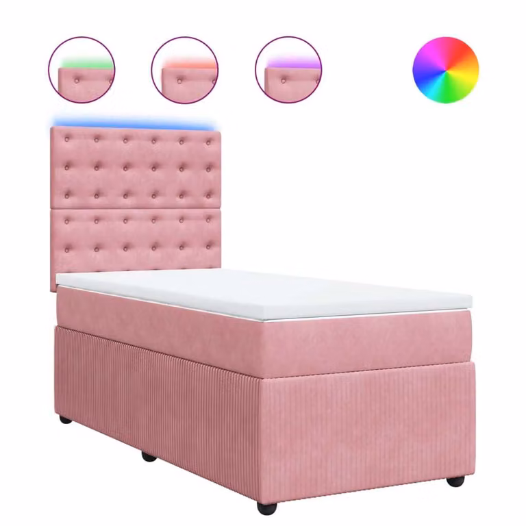 Giroletto a Molle con Materasso Rosa 90x190 cm in Velluto