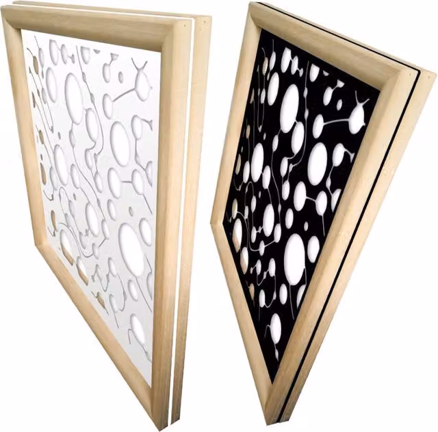 BAKTERIA Moduli Decorativi Quadrati in Legno e PVC Bianco L 98 cm x H 98 cm