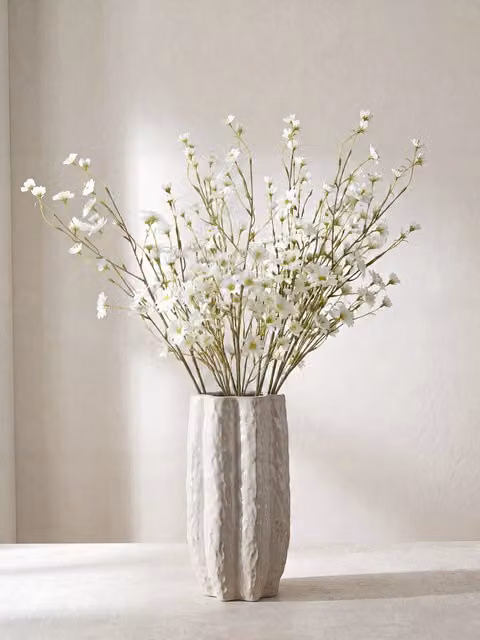 Fiore artificiale Saule Kenay Home bianco e verde in ceramica e tessuto per decorazione da tavolo