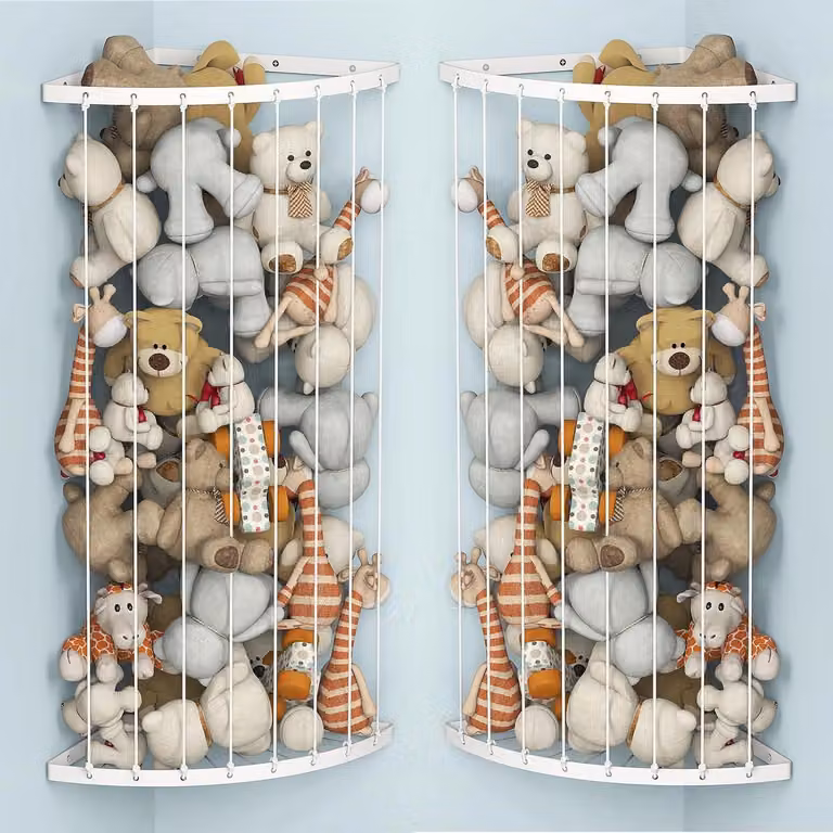 Scaffale porta-peluche - Regolabile e salvaspazio - Bianco
