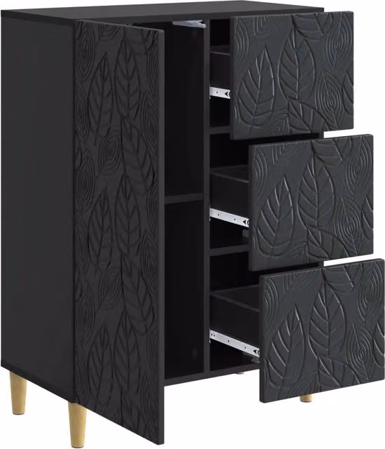 Credenza moderna Design In in legno MDF nero per soggiorno e sala da pranzo L: 66 cm, P: 34,5 cm, H: 90 cm – 1