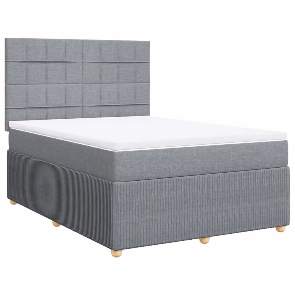 Giroletto a Molle con Materasso Grigio Chiaro 140x190cm Tessuto