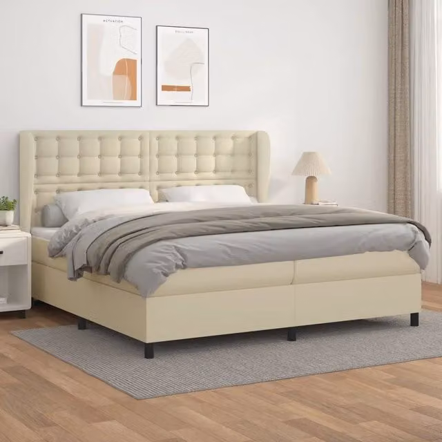 Giroletto a Molle con Materasso Crema 200x200 cm in Similpelle 3129053