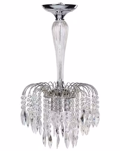 Beliani Plafoniera in metallo argentato e vetro trasparente lampadario a 3 luci 157 cm