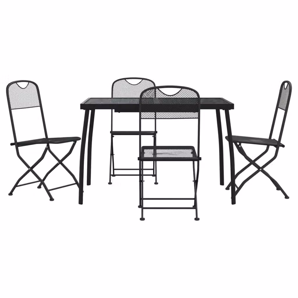Set da pranzo da giardino moderno vidaXL in acciaio antracite con tavolo rettangolare e 5 sedie – 2
