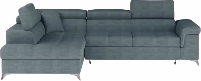 Divano angolare convertibile PALAZZO MEUBLORAMA a 4 posti in tessuto petrolio con contenitore e funzione letto, angolo sinistro, L/P/H: 275 x 160 x 88 cm
