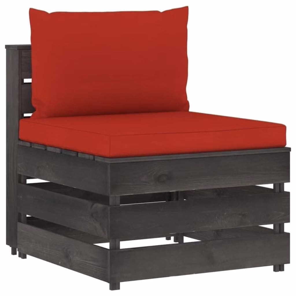 Panca da giardino modulare in legno impregnato con cuscino