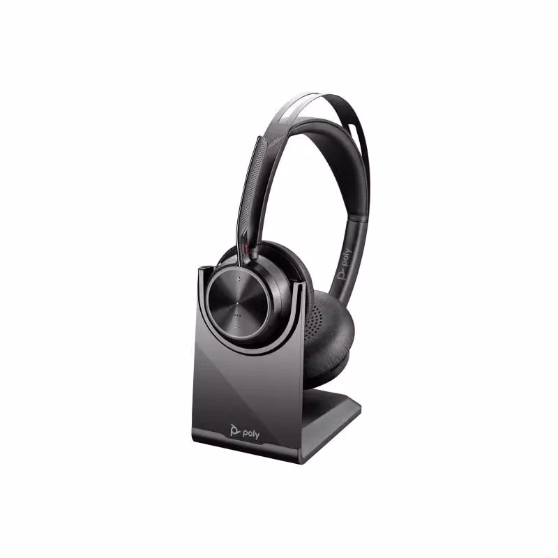 Cuffie HP Poly Voyager Focus 2 USB-C con adattatore USB-C/A e base di ricarica, Nero – 2