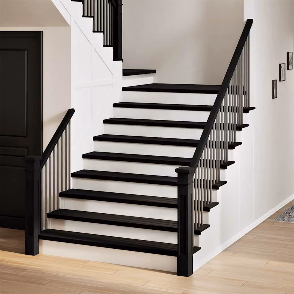Set di 2 gradini vidaXL in legno massello di rovere, colore marrone-nero, L 110 cm x P 25 cm x H 2 cm