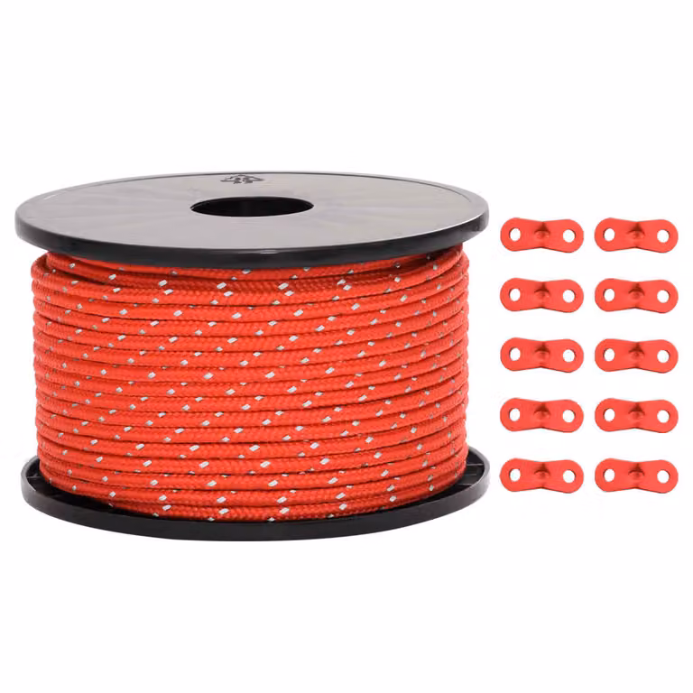 Corda Tenda con Strisce Riflettenti e Chiavi 50 m 5 mm