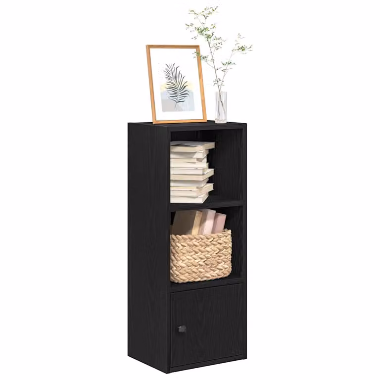 Libreria vidaXL in legno multistrato e MDF, colore nero, L: 31 cm, P: 24 cm, H: 77 cm