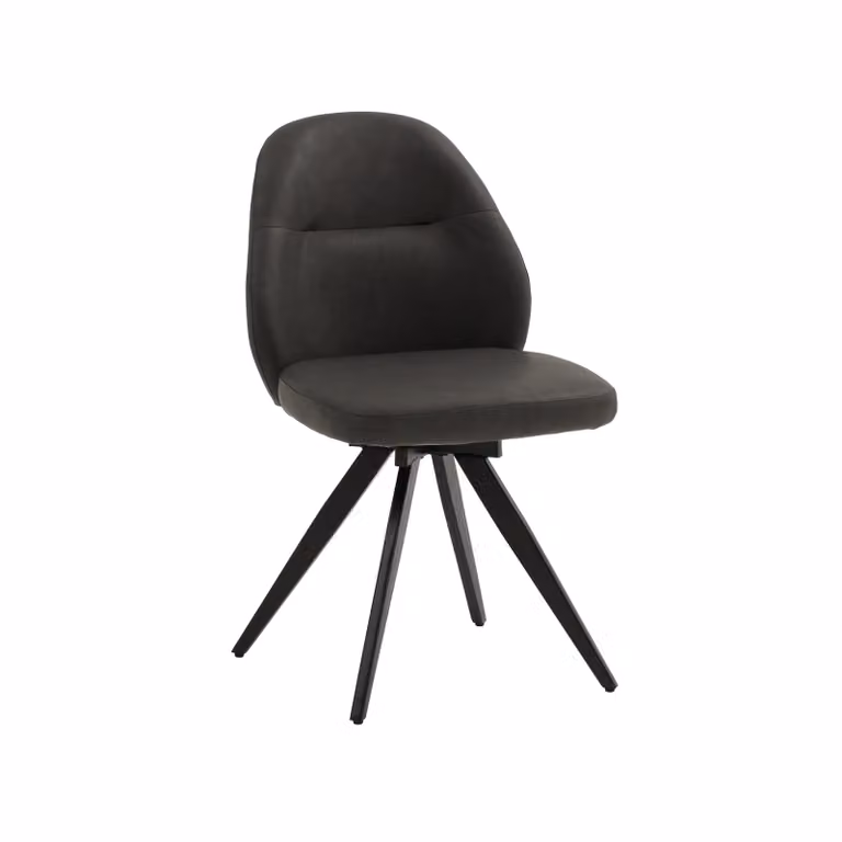 Set di sedie girevoli ZENNENDAL in similpelle antracite e gambe in metallo nero