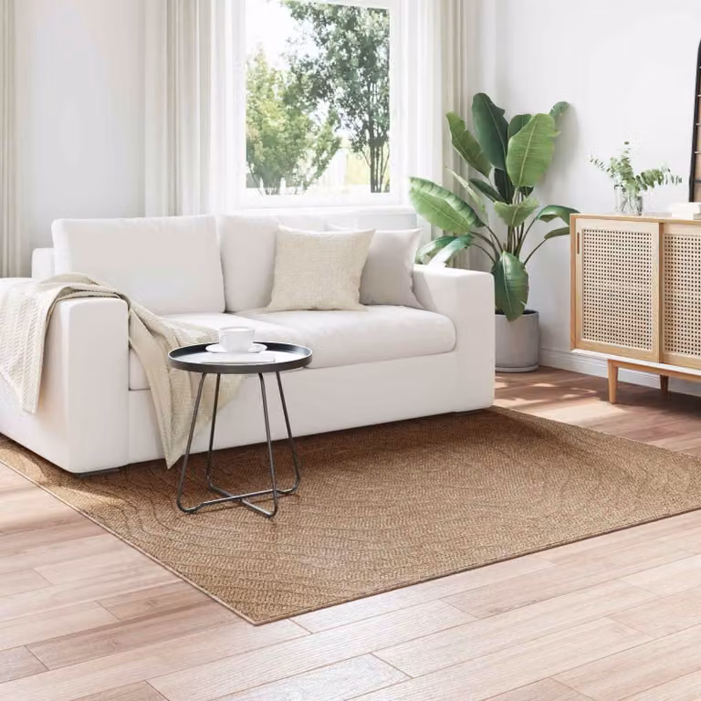 Tappeto vidaXL AGIRA per interno ed esterno, design moderno astratto, beige e marrone, L 120 x L 120 cm