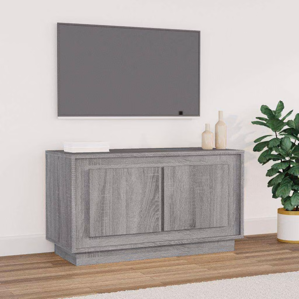 vidaXL Mobile Porta TV Moderno in Legno Multistrato Grigio L: 80 cm, P: 35 cm, H: 45 cm