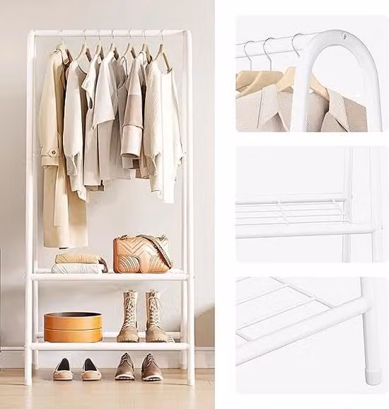 Armadio aperto JOISCOPE bianco in metallo con stendibiancheria moderno L: 62 cm, P: 35 cm, H: 157,5 cm