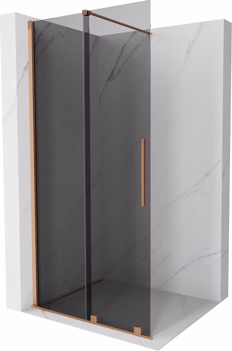 Mexen Velar parete doccia scorrevole Walk-in 70 x 200 cm, grafite 8 mm, rame spazzolato - 871-070-000-43-65