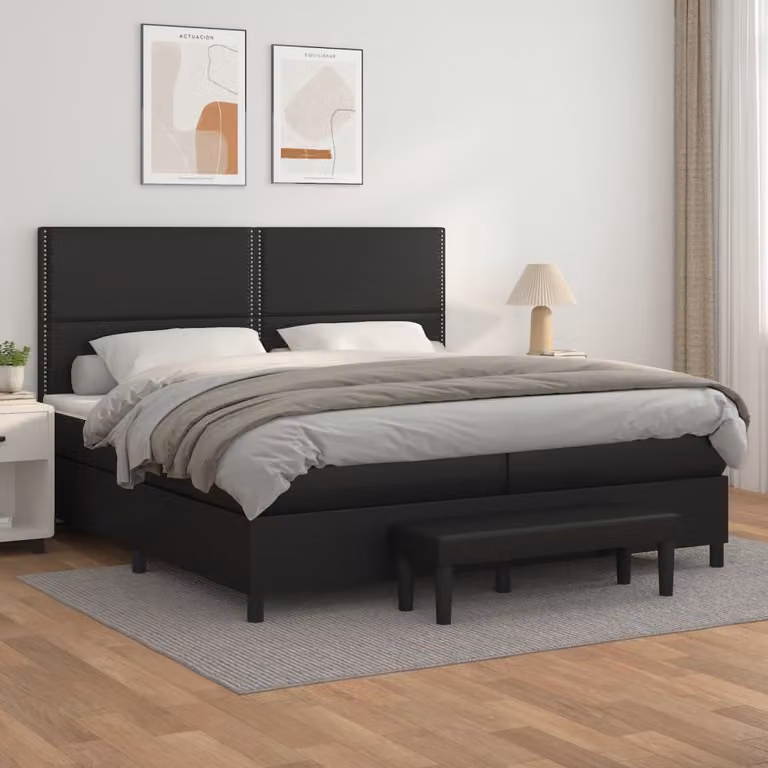 Maison Exclusive - Letto boxspring con materasso nero 200x200 cm in ecopelle