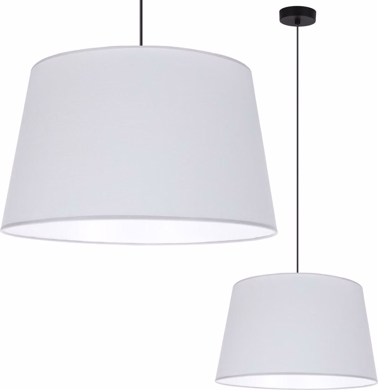 Gaja Lampada A Sospensione A Cono Nero 1 Paralume Piatto Grigio Chiaro 44Cm