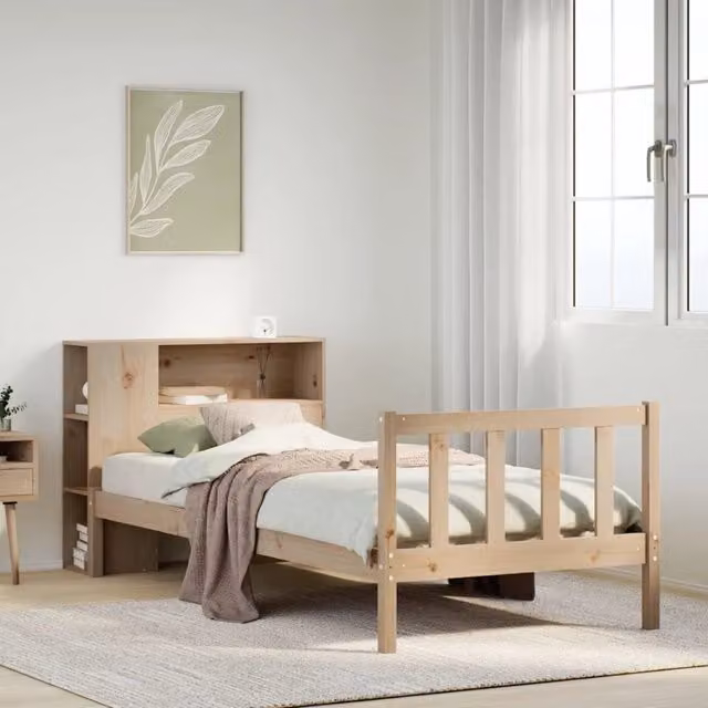 Giroletto con Libreria VIDAXL in Legno di Pino Naturale Marrone L: 190 cm, P: 82 cm, H: 81 cm