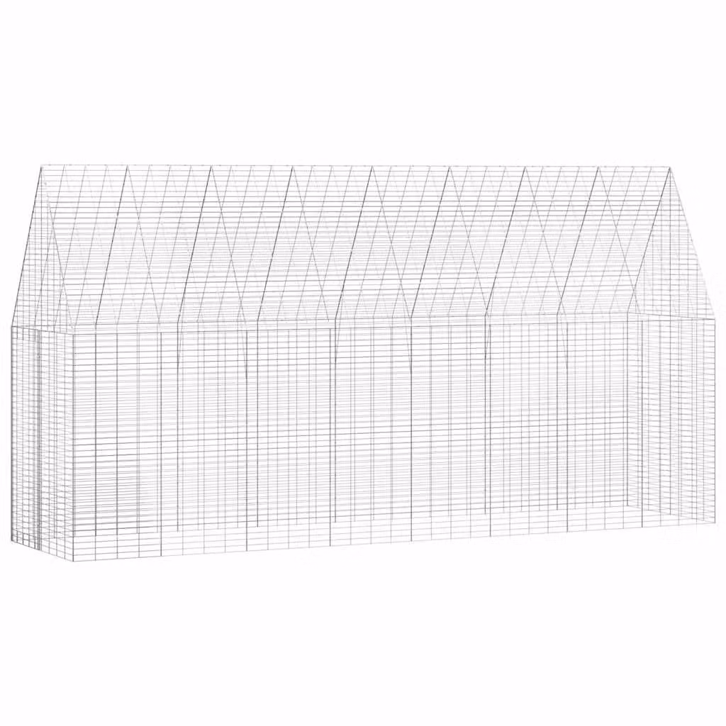 vidaXL Gabbia per Conigli in Acciaio Zincato Argento L: 400 cm, P: 100 cm, H: 210 cm