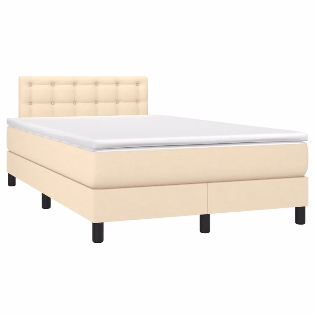 Maison Exclusive - Giroletto a Molle con Materasso Crema 120x190 cm in Tessuto